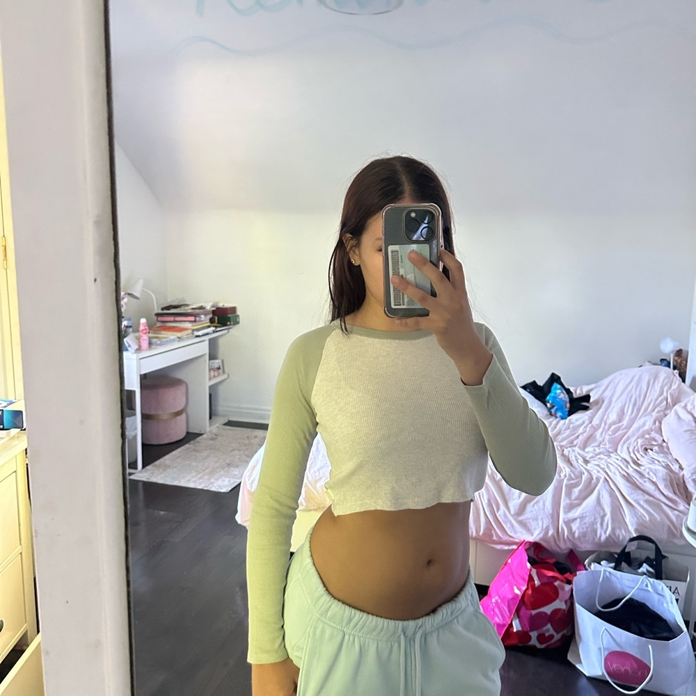 TNA Yellow Long Sleeve Crop Top